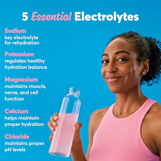 Nuun Sport Electrolyte Powder Packets with Magnesium, Calcium, Potassium, Chloride, and Sodium, Hydration Packets for On-the-Go, Pink Lemonade Flavor, Gluten Free & Vegan, 16 Single Servings