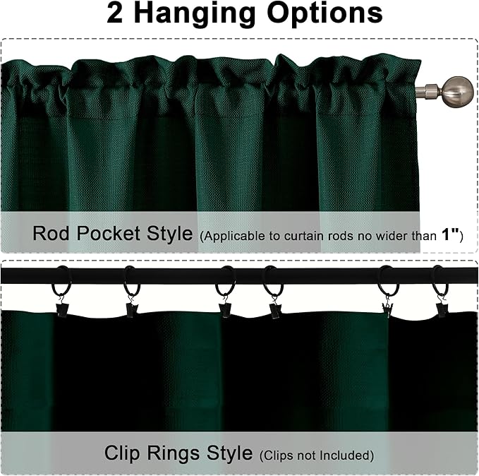Chyhomenyc Hunter Green Curtains 78 Inch Length 2 Panels Set, Faux Linen Textured Light Filtering Soft Airy Farmhouse Curtain Drapes for Living Room Bedroom, 40Wx78L
