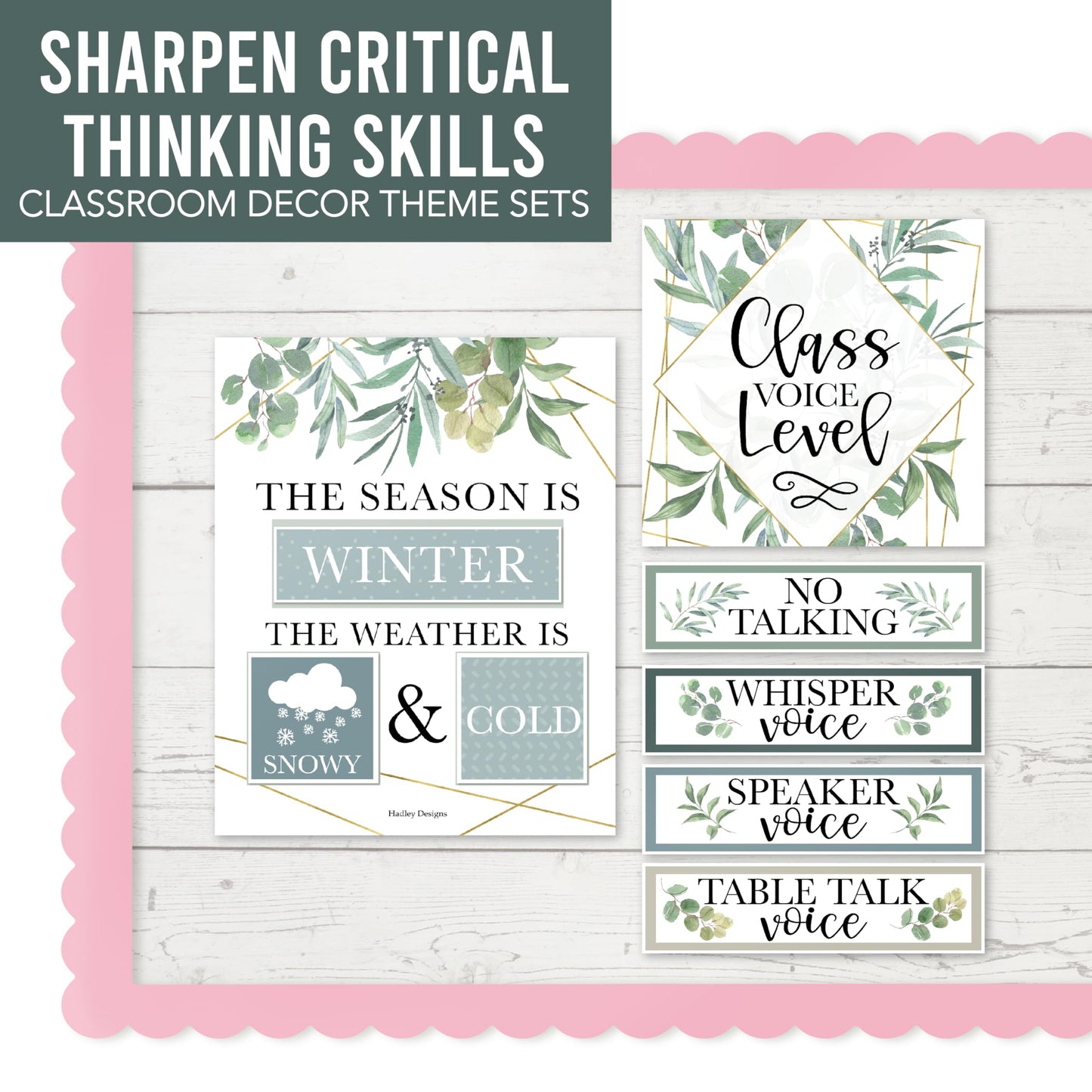 Hadley Designs Classroom Calendar Set Bulletin Board Decorations - Greenery School Calendar for Classroom Decor, Kindergarten Preschool Elementary Teacher Must Haves, Homeschool & Daycare Essentials
