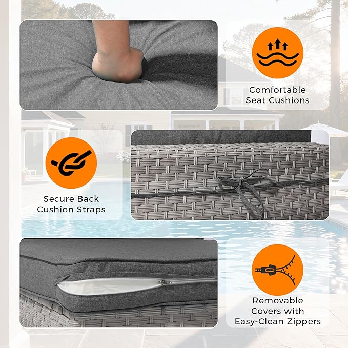 12-Seat Modular Patio Furniture Set – Outdoor Wicker Sectional Sofa with Thick 4″ Cushions, Dual-Strand PE Rattan, Rust-Resistant 18 mm Steel Frame, Backyard Garden Deck Lounge,Black