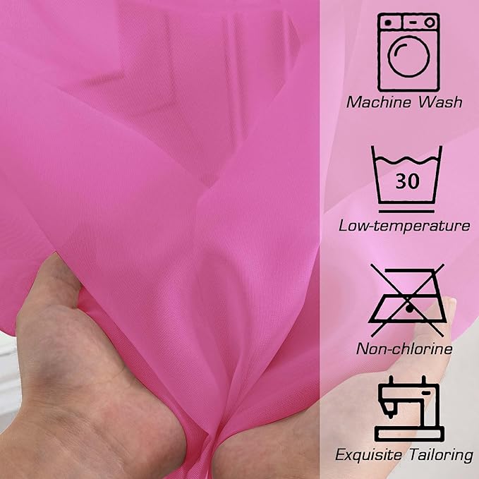 Simplebrand Hot Pink Sheer Curtains 72 Inches Long 2 Panels for Living Room, Rod Pockets Airy Window Treatments Voile Sheer Black Curtains Panels Lightweight for Front Back Patio Glass Door, 42" Width