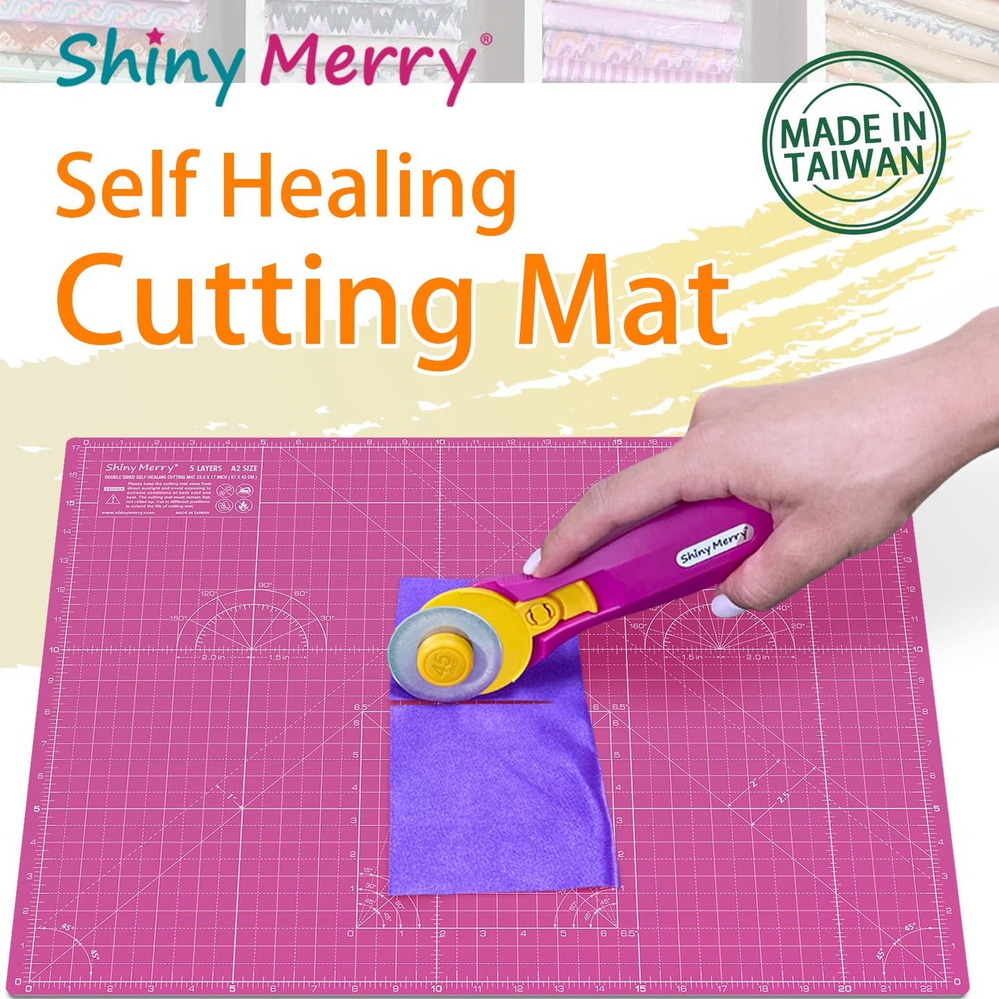 Shiny Merry Self Healing Cutting Mat A1 24"x36" Double Sided 5-Ply Craft Mat for Sewing, Quilting, Fabric, Scrapbooking Pink/Purple