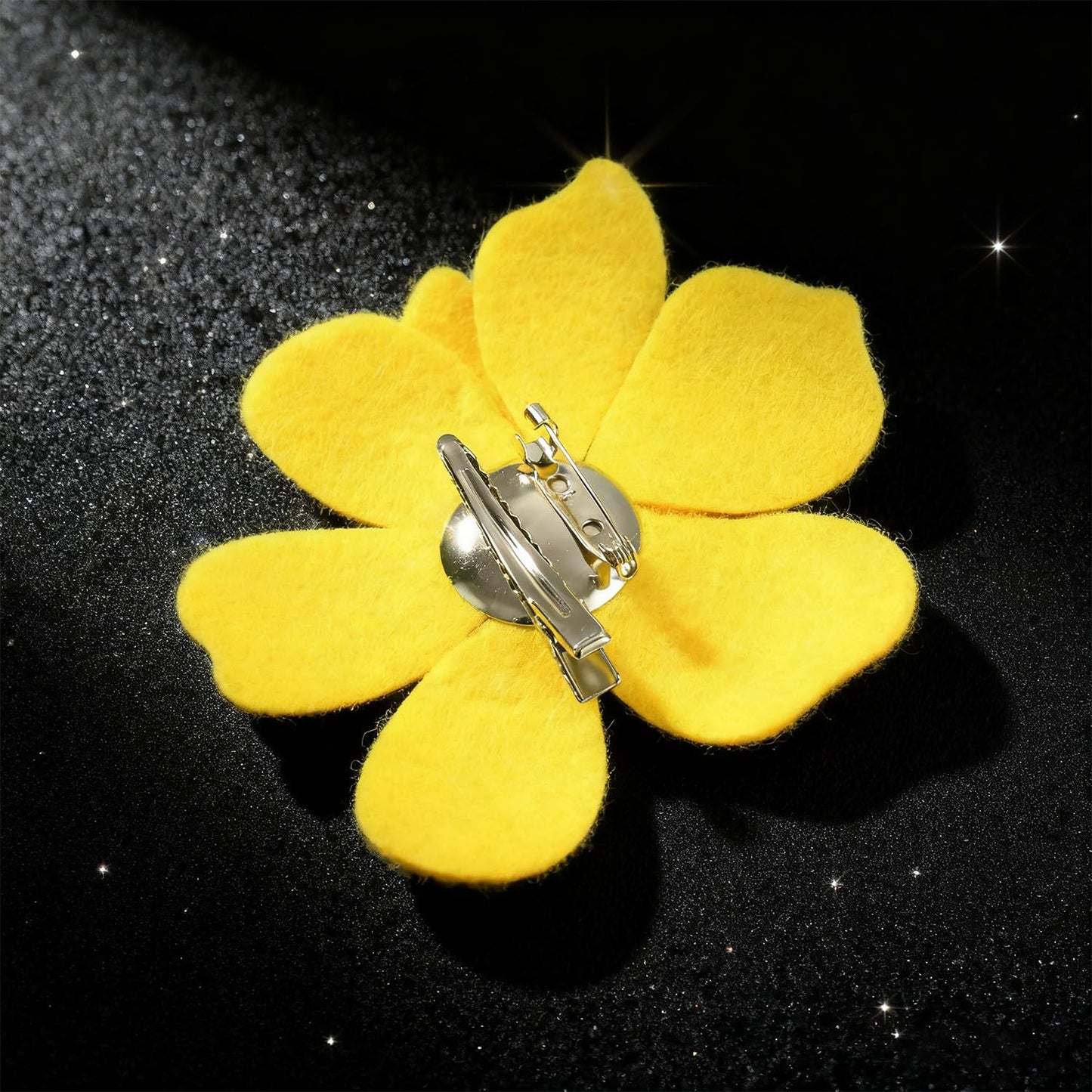 Merdia 3.74 Inches Rhinestone Camellia Flower Brooch Pins & Hair Clips for Women Elegant Created Crystal Lapel Pin Brooches Wedding Party Yellow