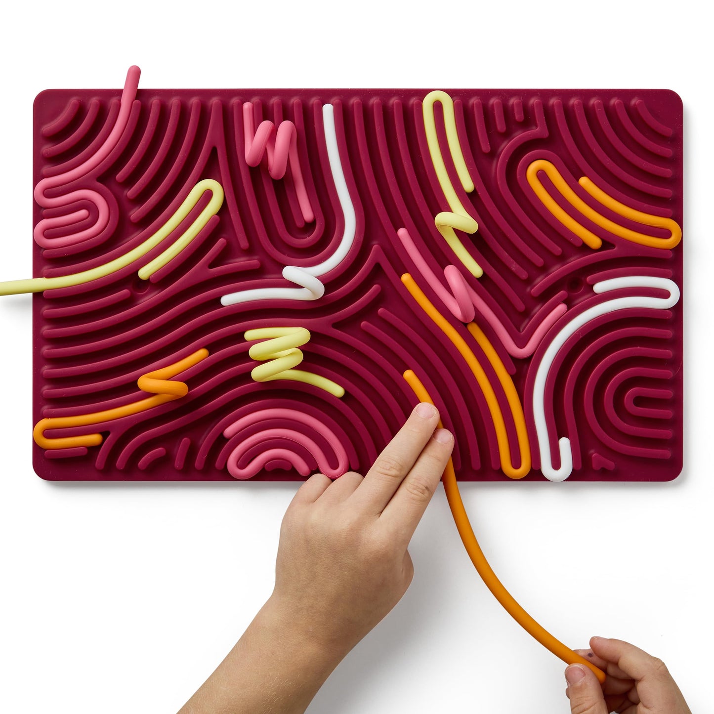 Pushpeel XL Sensory Activity Board – Expandable Silicone Fidget Toy for Stress, Anxiety, ADHD & Autism – Modular, Silent, No Mess - Berry
