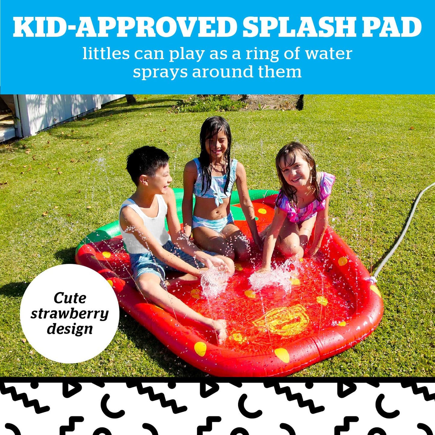BigMouth Inc Splash Pad Sprinkler Water Toy for Kids, Outdoor Summer Backyard Spray Game for Toddlers - Strawberry