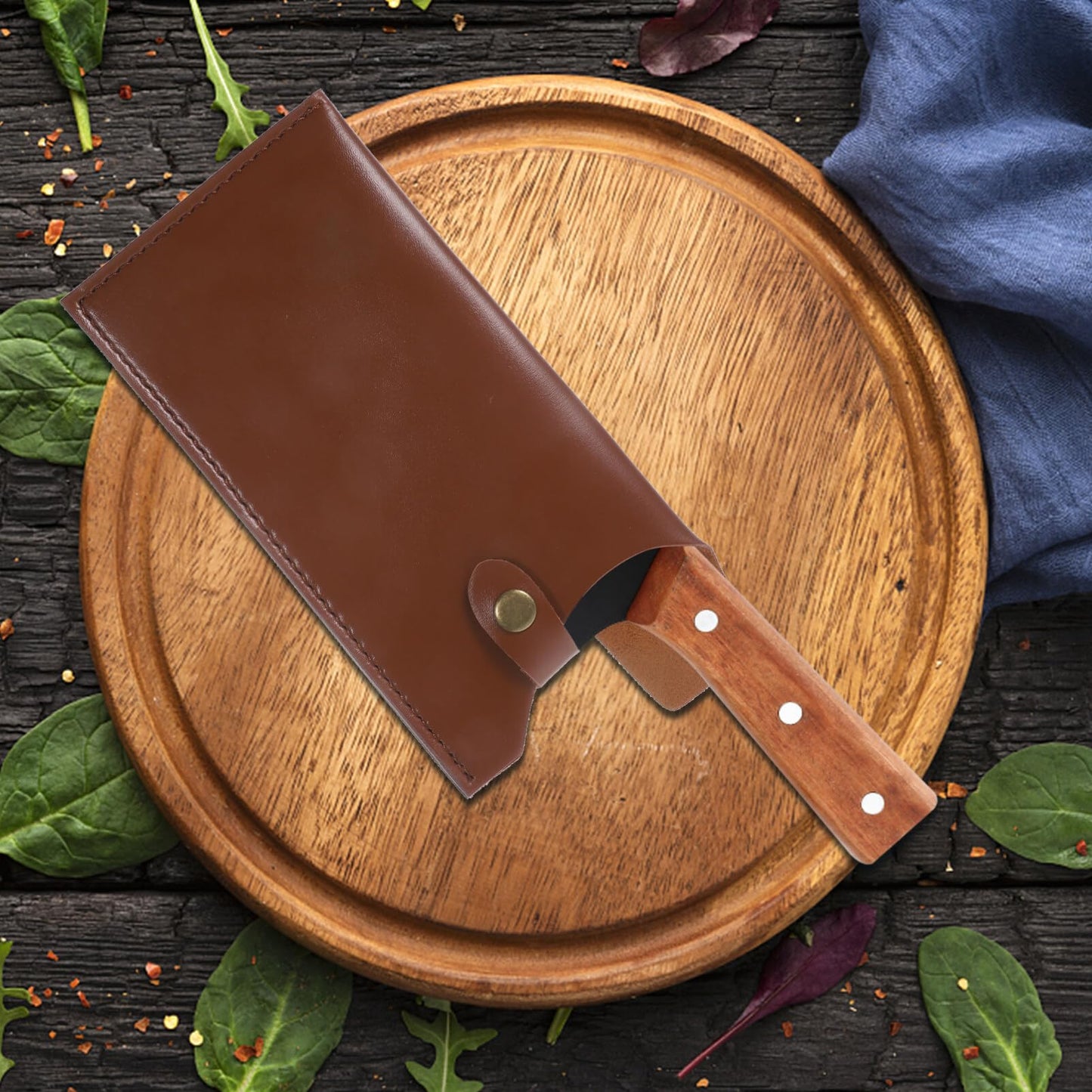 Mobestech Artificial Leather Kitchen Knife Cover Protective Case for Chef and Meat Cleavers Compact Knife Protector with Stylish Design 9.76X4.72In