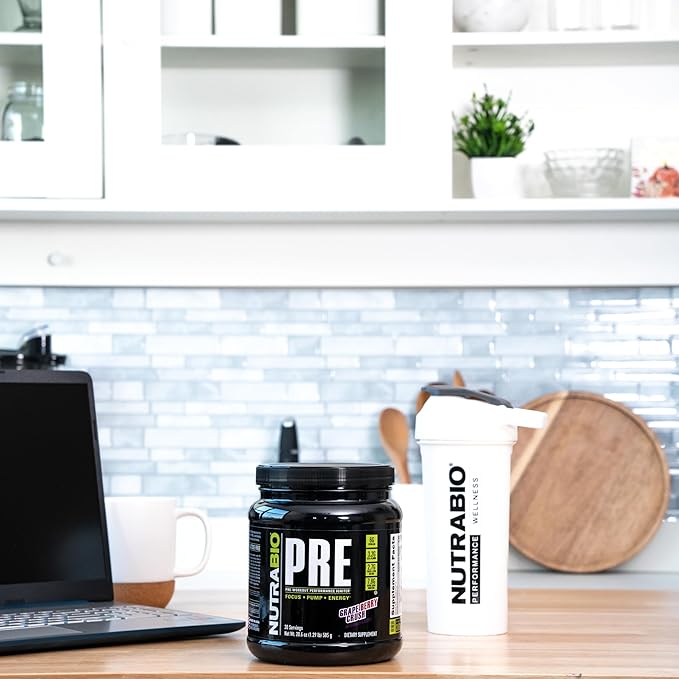 NutraBio PRE Workout Powder - Old Formula- Sustained Energy, Mental Focus, Endurance - Clinically Dosed Formula - Beta Alanine, Creatine, Caffeine, Electrolytes - 20 Servings - Grape Berry Crush
