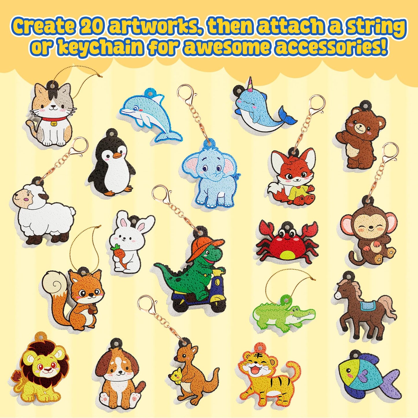 JoyCat 3D Art Kit- DIY Foam Texture Painting Kit, Animals Magic Puffy Paint Kit, 20 Pcs Mess-Free Paint Craft for Kids, DIY Color Activity, Creative Gift for Girls & Boys Ages 4, 5, 6, 7, 8, 9, 10