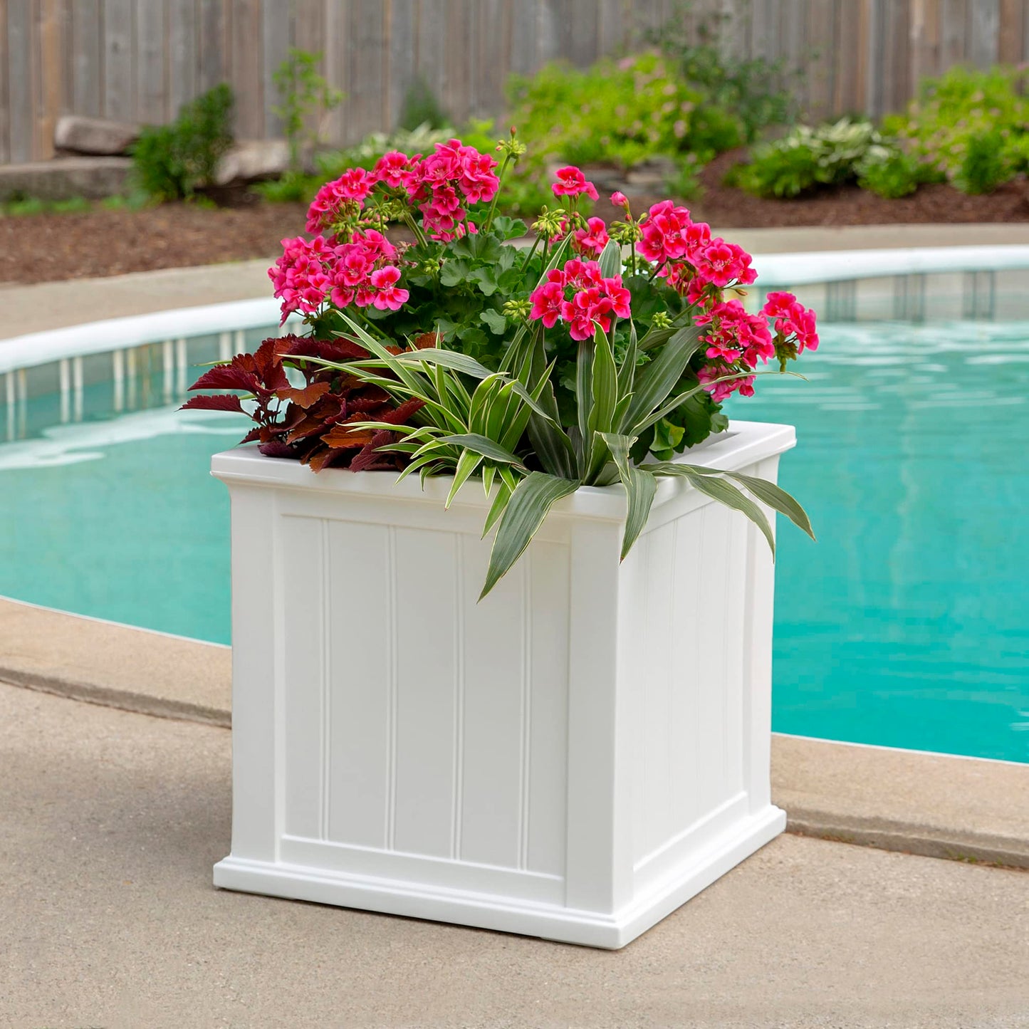 Mayne 4838-W Cape Cod 20x20 Square Polyethylene Planter, 20" x 20", White