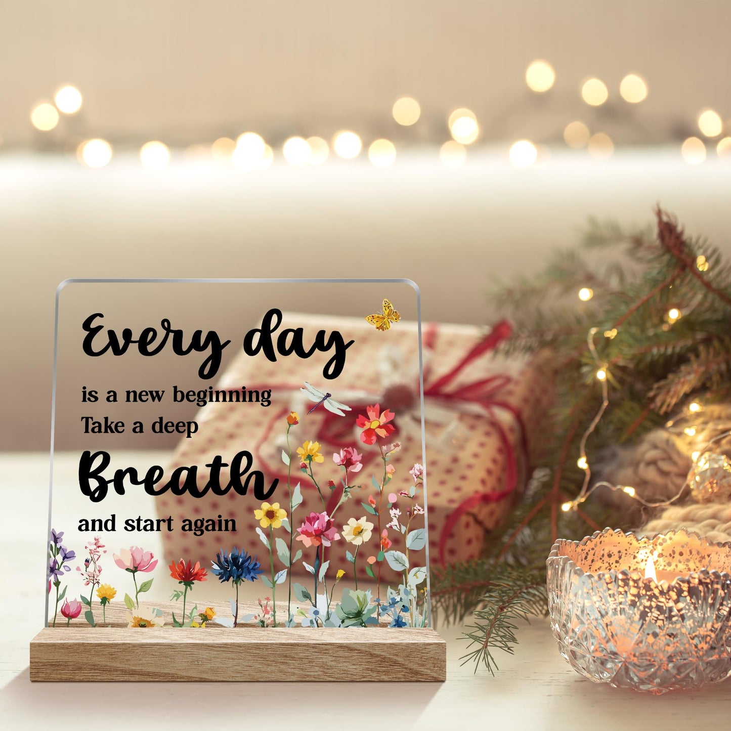 Inspirational Office Desk Decor Gifts for Women, Every day is a New Beginning Motivational Decoration for Home