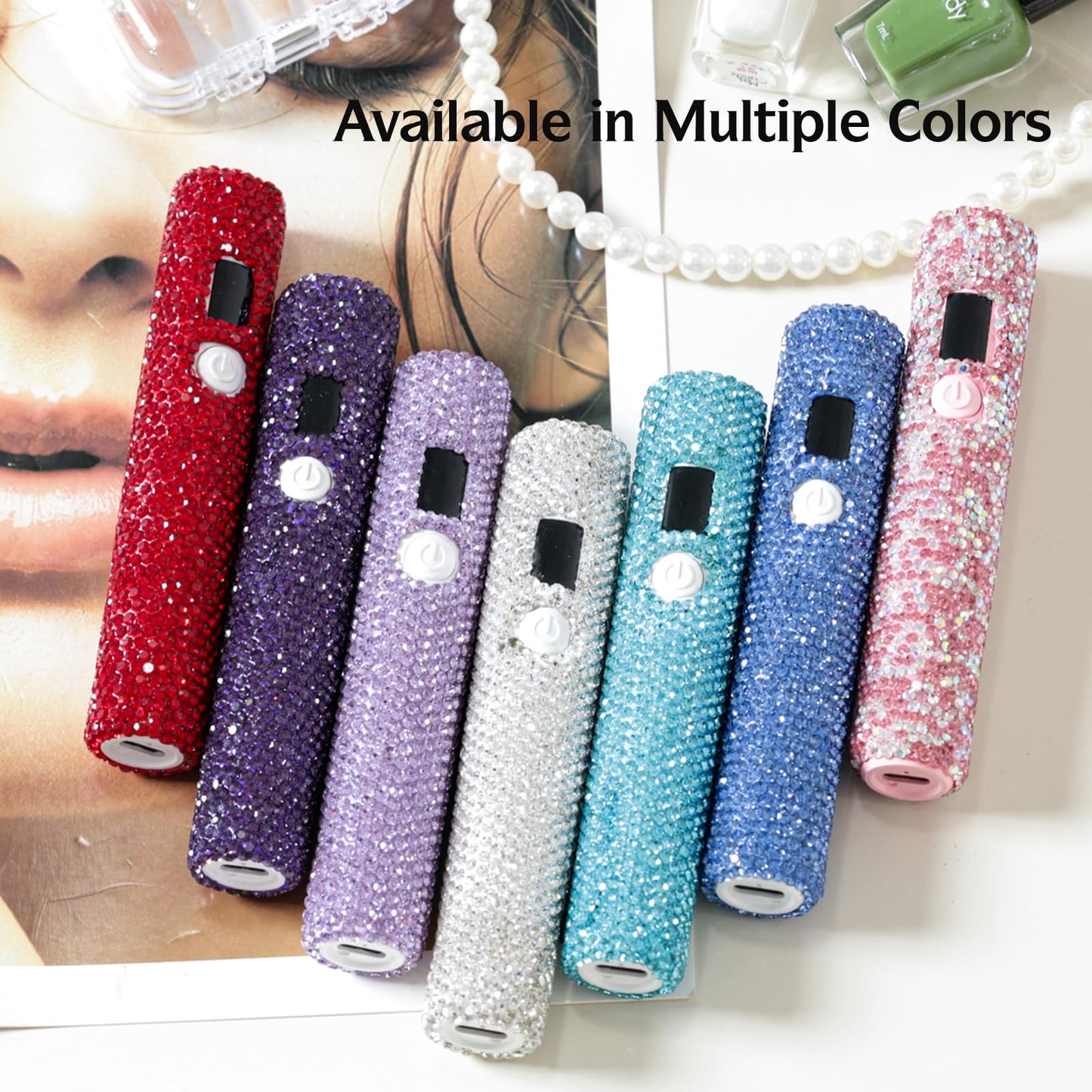 keeyada Handheld UV Nail Lamp with Sparkly Rhinestones, 3W Portable LED Nail Lamp, Wireless Rechargeable USB Nail Dryer with Silicone Stamper, LCD Display, Ideal for Home DIY Manicures (Violet)