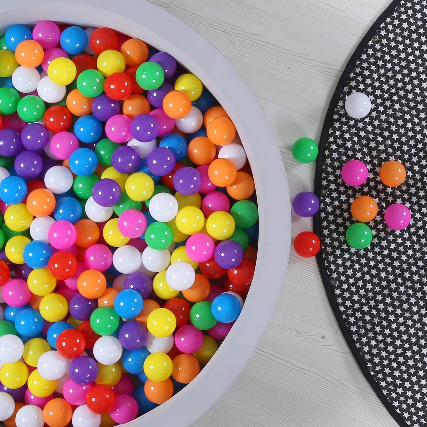 GOGOSO Ball Pit Balls for Toddles Kids Plastic Ballpits Accessories Crush Proof Durable Fun Shape Play Baby Bath Toys,2.15inch 500count Mix Color