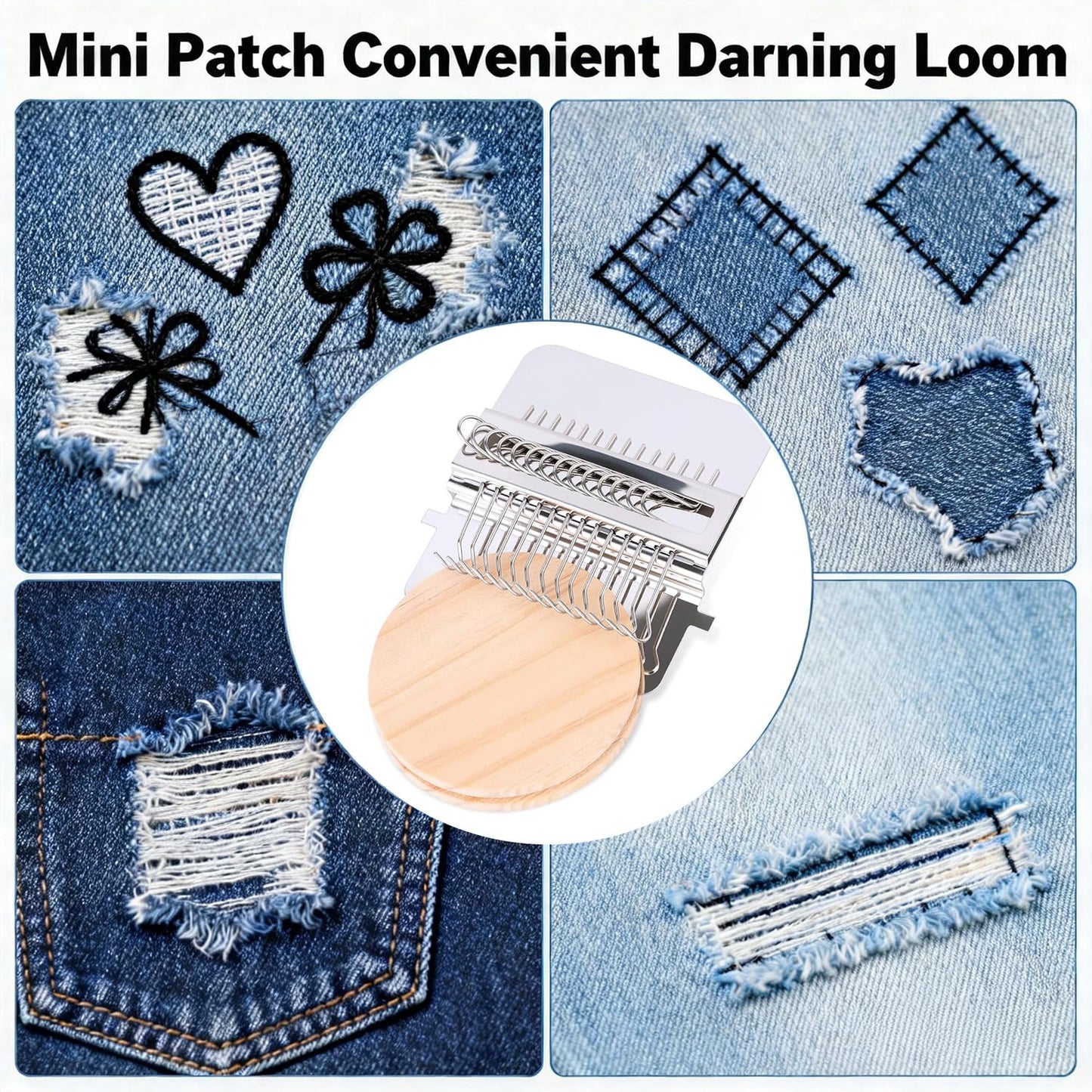 KPOAPERA Mini Darning Loom, Knit Patch Loom Kit, Type Mini Mending Tool, Convenient Darning Loom for Mending Jeans Socks Clothes, DIY Makes Beautiful Stitching - 1PCS (12 Hooks)