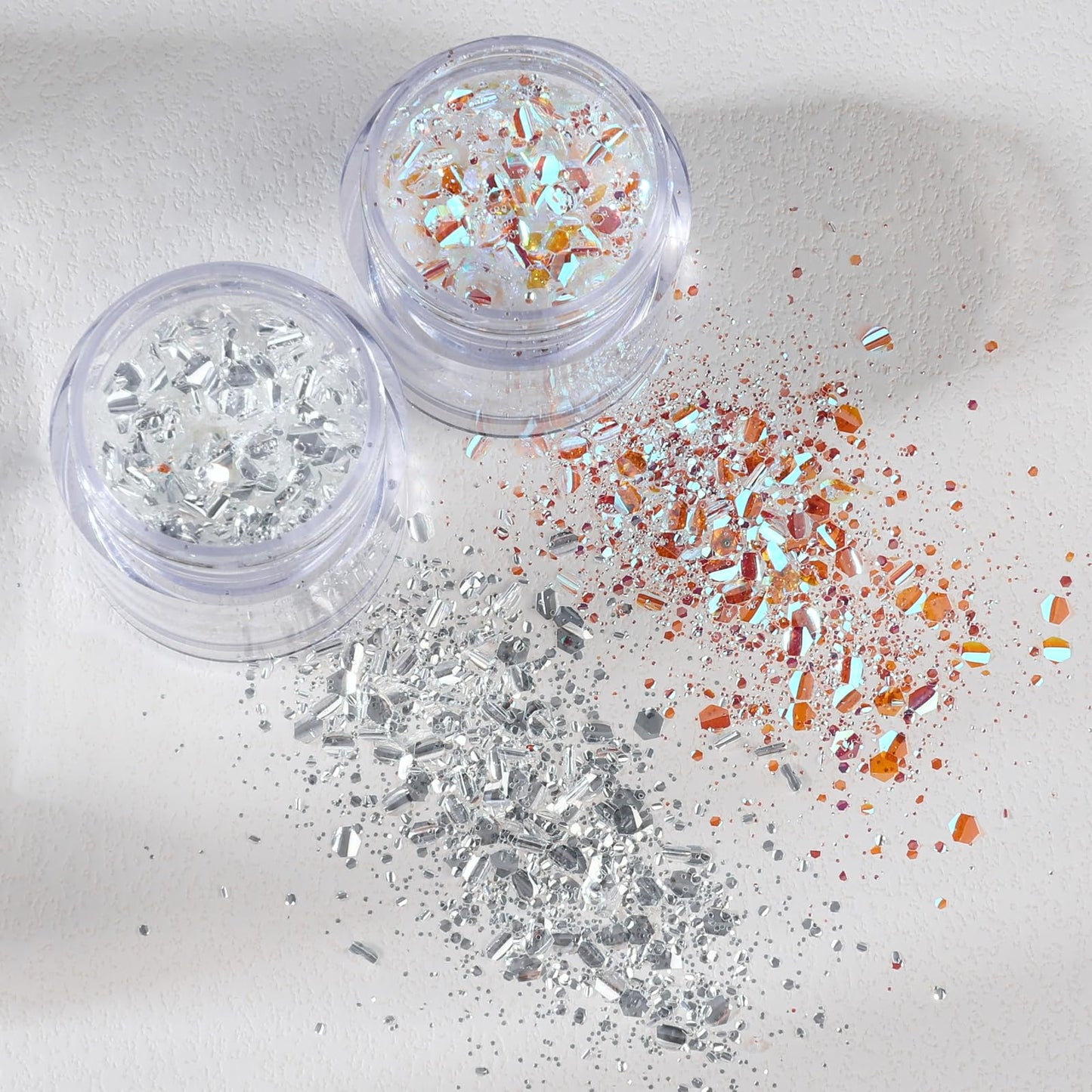 2 Boxes Holographic Nail Glitter Flakes Aurora Silver Irregular Nail Sequins Opal Chameleon Chunky Nail Decoration Nail Foil Manicure Accessories Nail Craft for Salon Art DIY