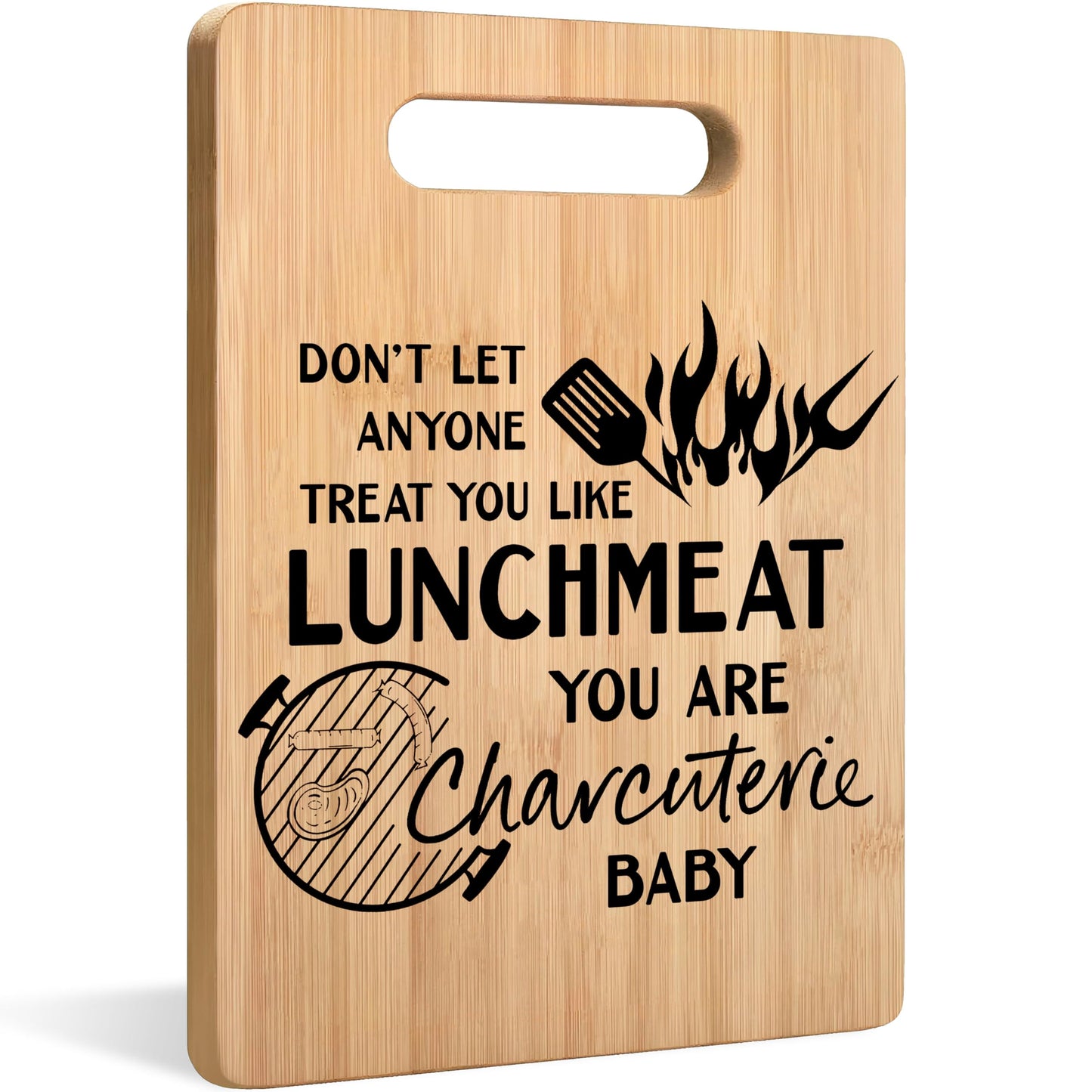 WARDOS Funny Cutting Chopping Board, Don't Let Anyone Treat You Like Lunchmeat Your Charcuterie Decorative Bamboo Cutting Boards for Kitchen, Charcuterie Boards