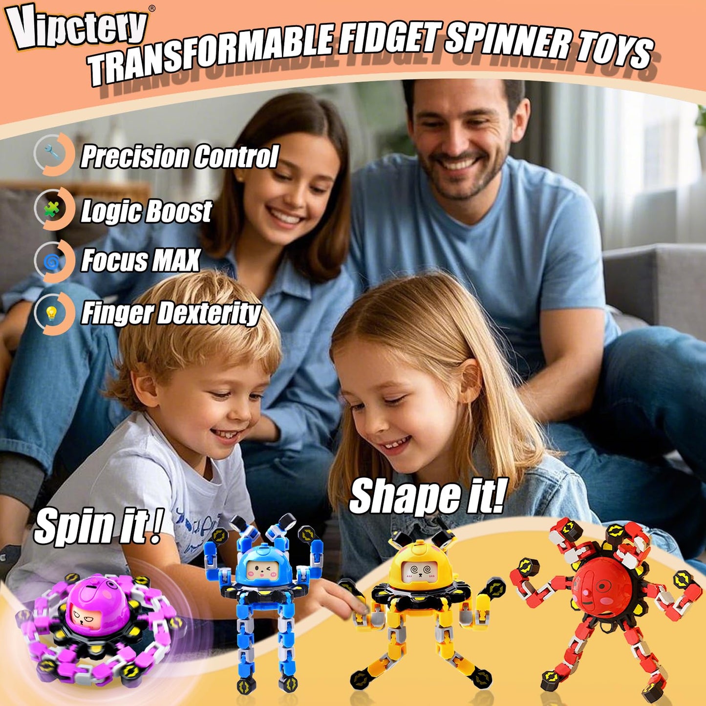 Vipctery Travel Toys Fidget Spinners Fidget Toys For Kids Teens Road Trip Travel Activities Essential Sensory Toys With Autism Adhd Party Favors Birthday Gifts For Boy Girl Easter Basket Stuffers 4Pcs