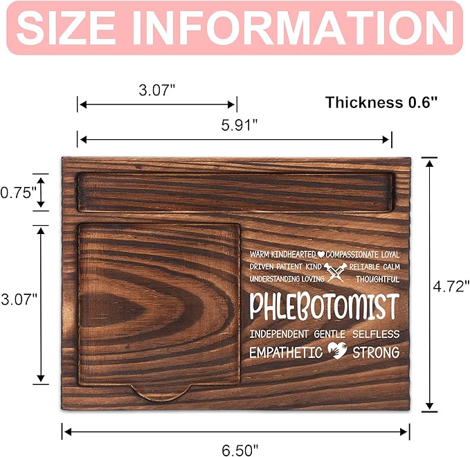 Phlebotomist Appreciation Gifts, Thank You Gift for Phlebotomist, Phlebotomy Office Coworkers Staff Appreciation Gifts, Sticky Note Holder Wooden Notepad & Pen Holder 6.5" x 4.7" - FTA268