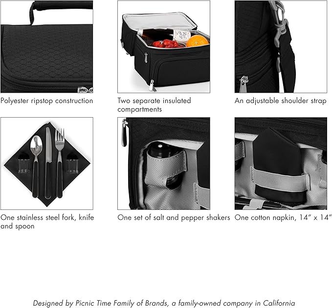 PICNIC TIME NFL unisex-adult NFL Pranzo Lunch Bag, Insulated Lunch Box with Picnic Set, Lunch Cooler Bag