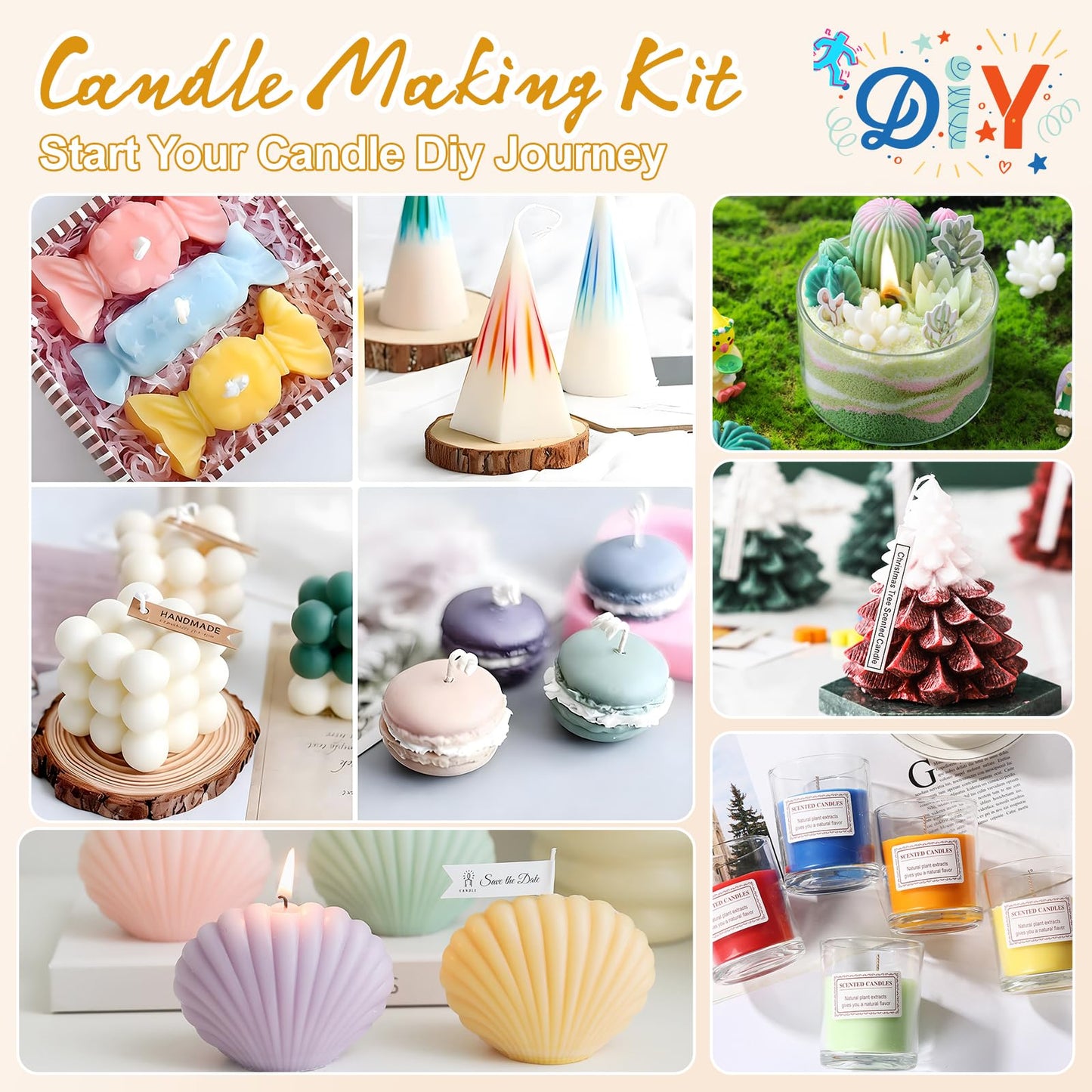 AOTOIE Wax Melter for Candle Making, Wax Melters Pot with Silicone Pouring Spout, DIY Candle Making Kit Included Centering Device, Stirring Spoon, Wicks, Wick Stickers,Wax Melter Supplies