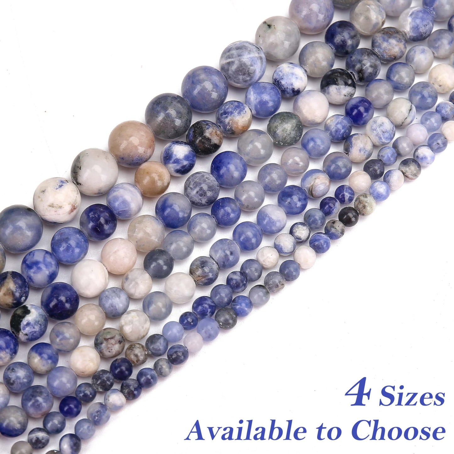 Aurehen Natural Gemstone Beads with Thread Needle Card as Complete Jewelry Making Kit, 120PCS 6mm Genuine Round Loose Energy Stone Spacer Beads, Smooth Healing Crystals for DIY Crafts (Blue Sodalite)
