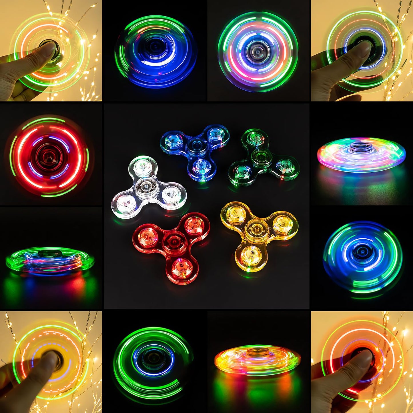 FIGROL 5 Pack Fidget Spinner, Light Up Fidget Spinners for Kids-Glow in The Dark Fidget Toy Party Favors Goodie Bag Stuffers Classroom Prizes
