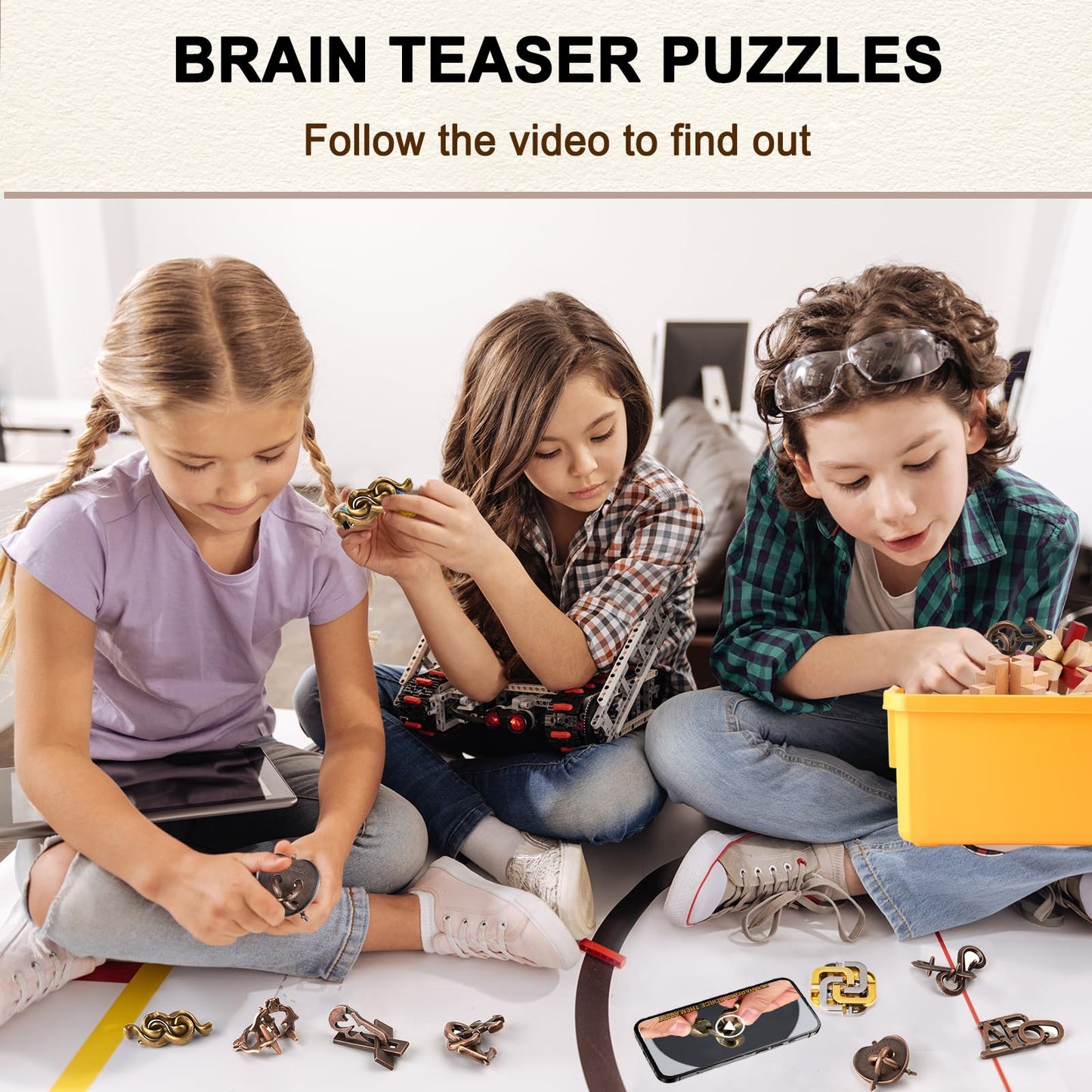 16 PCS Metal & Wooden Brain Teaser Puzzle Set – Challenging Logic & Ring Puzzles for Adults, Entertaining & Thoughtful Gift for Family and Loved Ones