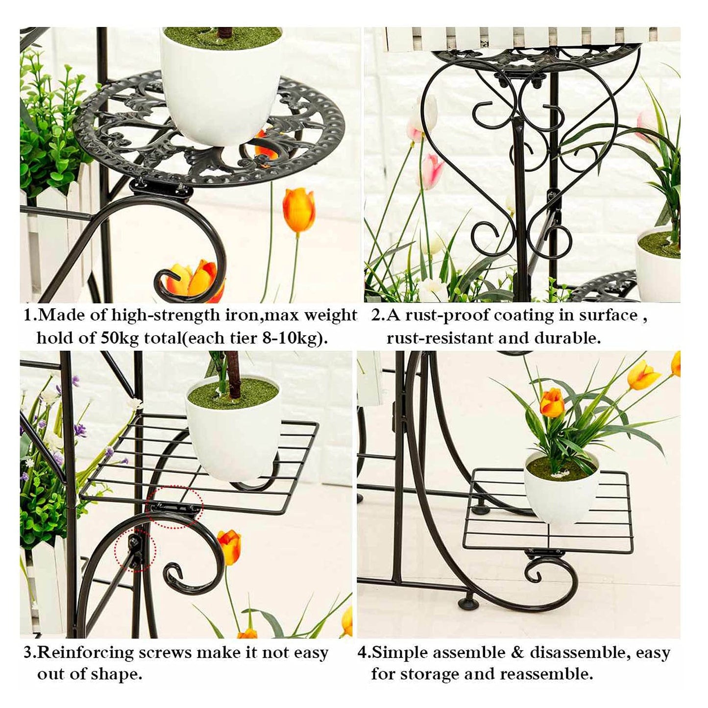 Plant Stand Plant Stand Tricycle Plant Stand Flower Pot Cart Bicycle Holder Rack for Home Garden Patio Flower Stands (Color : White)