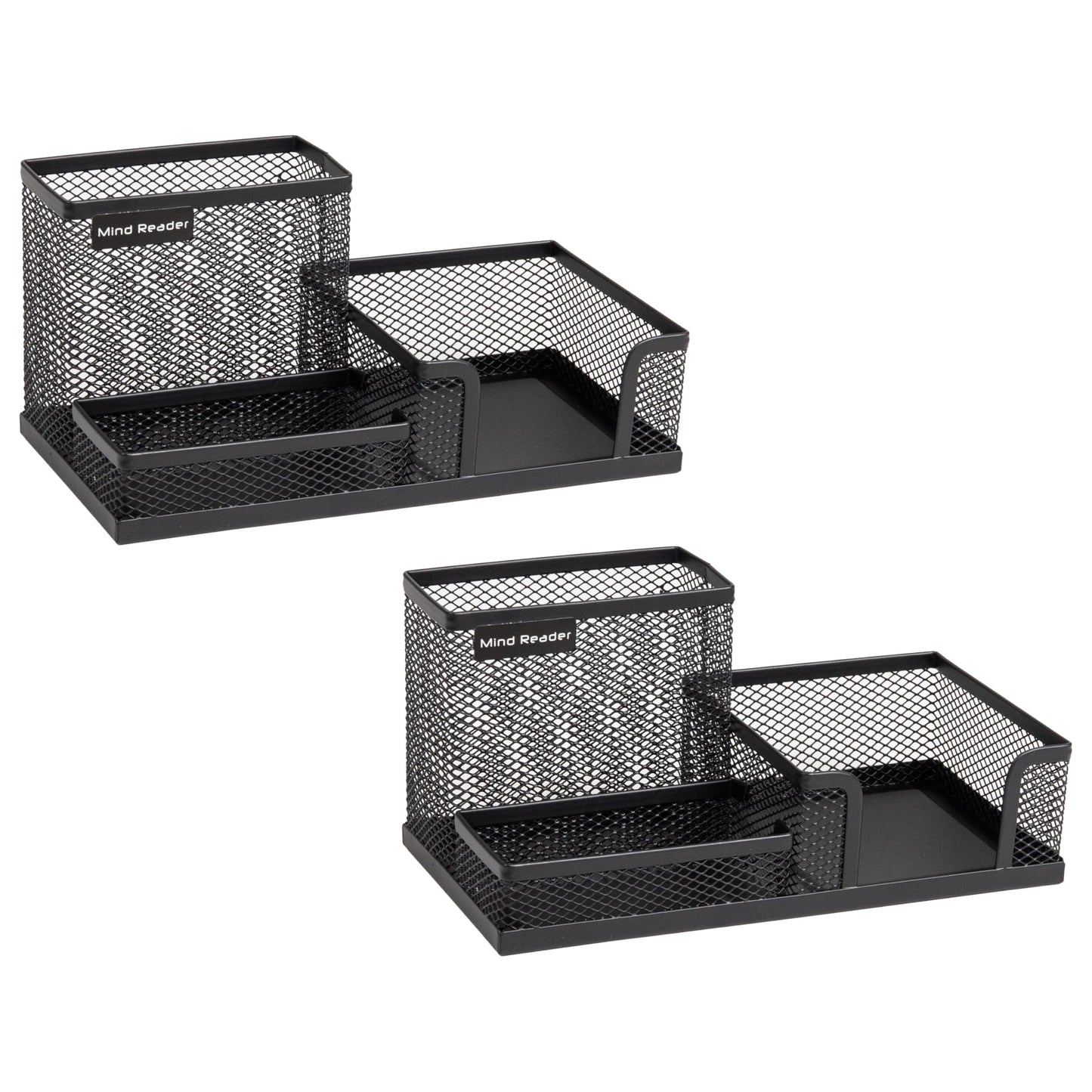 Mind Reader Desktop Organizer, Pen Holder, Clip Basket, Storage, Office, Metal Mesh, 8.07"L x 4.13"W x 3.94"H, Black