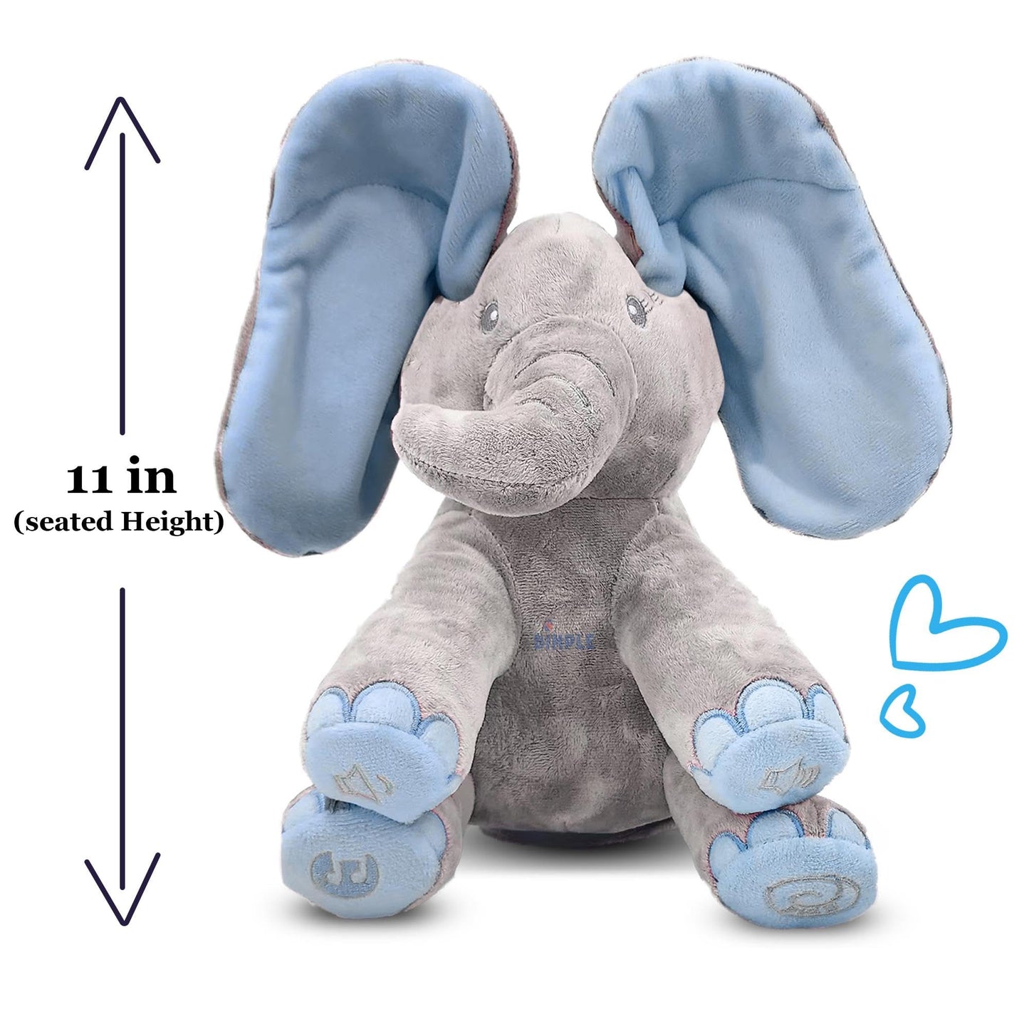 Dimple Kyle Elephant Stuffed Animal Toy - Animated Plush Blue Singing Elephant, Interactive Musical Peek-a-Boo for Babies, Kids, for Toddlers, Ages 0 and Up(Battery Included)