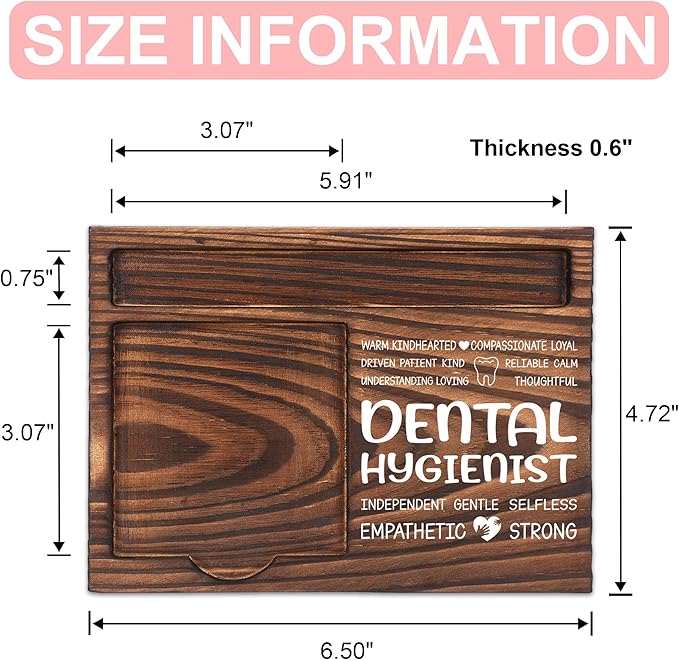 Dental Hygienist Appreciation Gifts, Thank You Gift for Dental Hygienist, Dentistry Office Coworkers Staff Appreciation Gifts, Sticky Note Holder Wooden Notepad & Pen Holder 6.5" x 4.7" - FTA263
