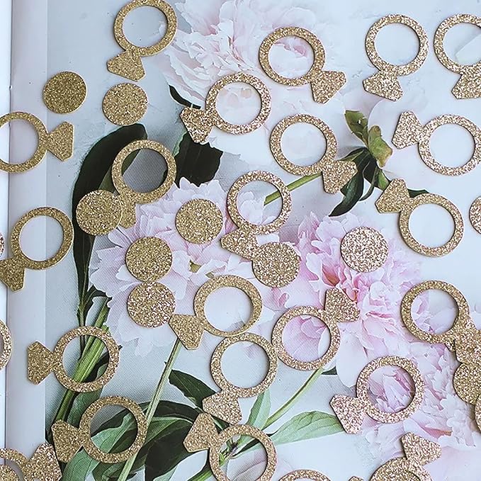 Gold Engagement & Bridal Shower Table Confetti, 100 Pieces
