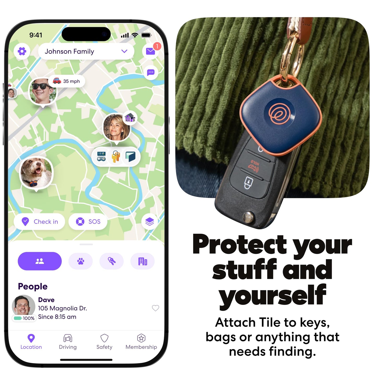 Life360 Tile - Bluetooth Tracker, Keys Finder and Item Locator for Keys, Bags and More. Phone Finder. Both iOS and Android Compatible. 1-Pack (Navy Blaze)