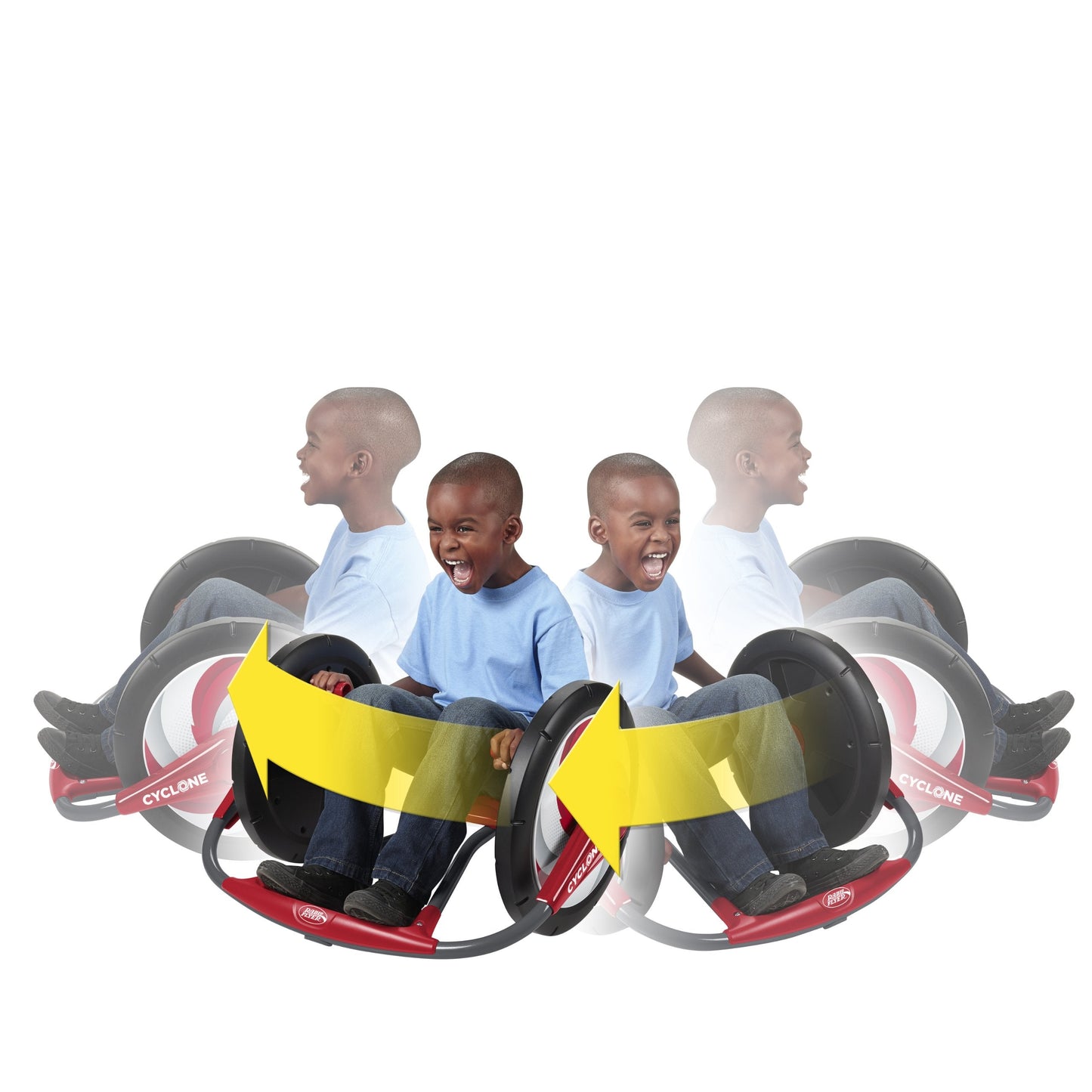 Radio Flyer Cyclone, For Ages 3-7, Arm-Powered Ride On, 16" Wheels, 360-degree Spins, Forward/Reverse Action, Ergonomic Seat & Frame, Comfort Hand Grips, Solid Steel, 69 lb Capacity, Kids Ride On Toys