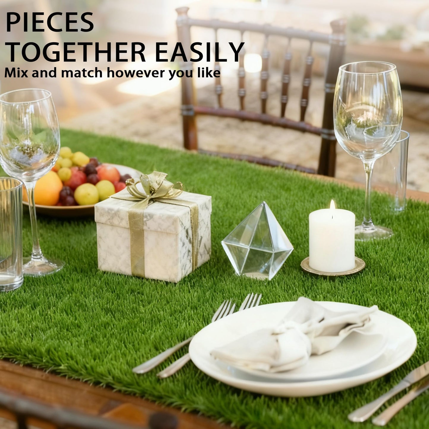 VERDIGRASS Artificial Grass Mat 12x12 Inch,Fake Grass Turf Patch,Synthetic Grass Indoor Outdoor,Patio Grass Tiles Realistic Grass Rug with Drainage Hole for Table Decoration