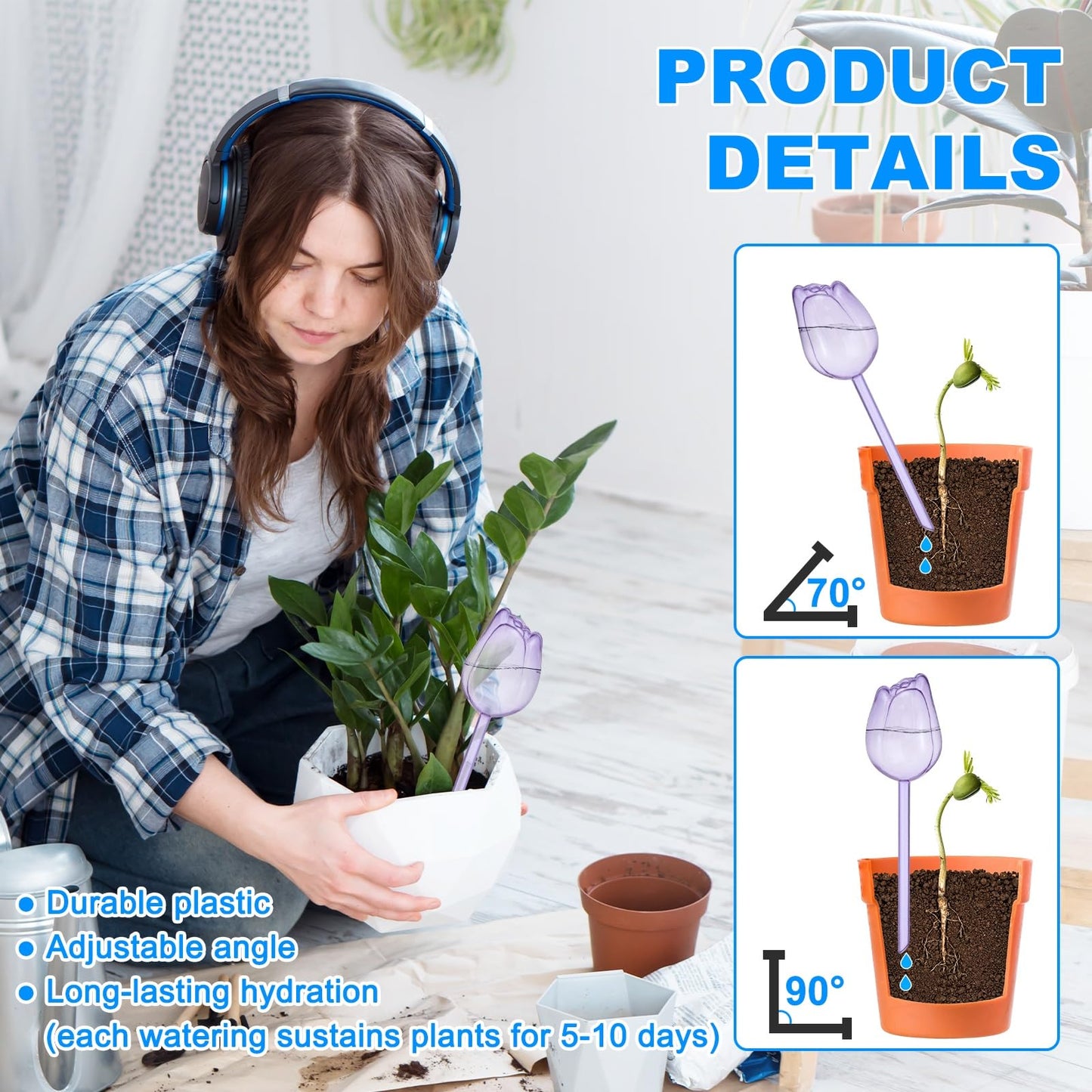 M METERXITY 2-Pack Plant Watering Globes, 9.4 Inch Plastic Self Watering Planter Insert for Indoor/Outdoor Plants, Self Water Devices [Purple]