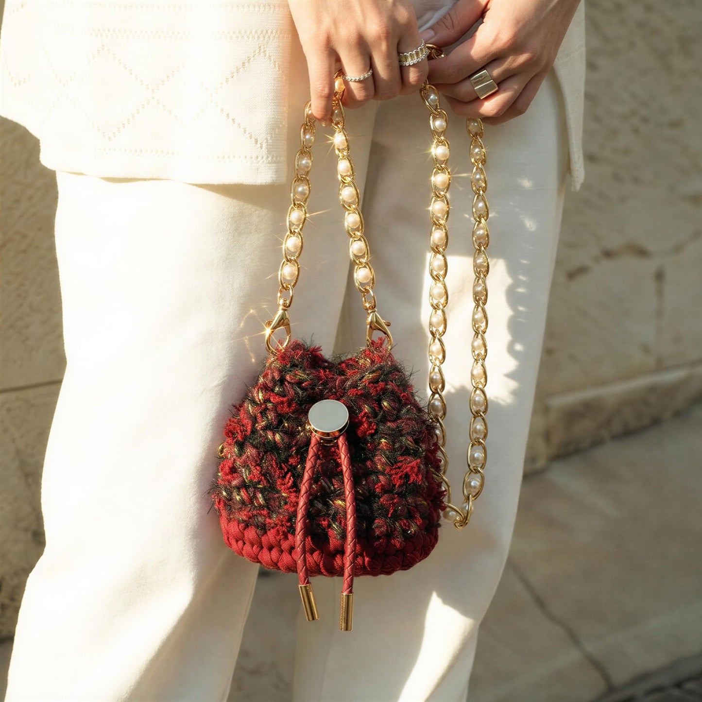 Nytale Beginner Crochet Kit for Adults - Midnight Rose Mini Bucket Bag. DIY Knitting Starter Pack with Luxury Velvet Yarn, Pearl Chain & Step-by-Step Video Tutorials. Beginner Friendly