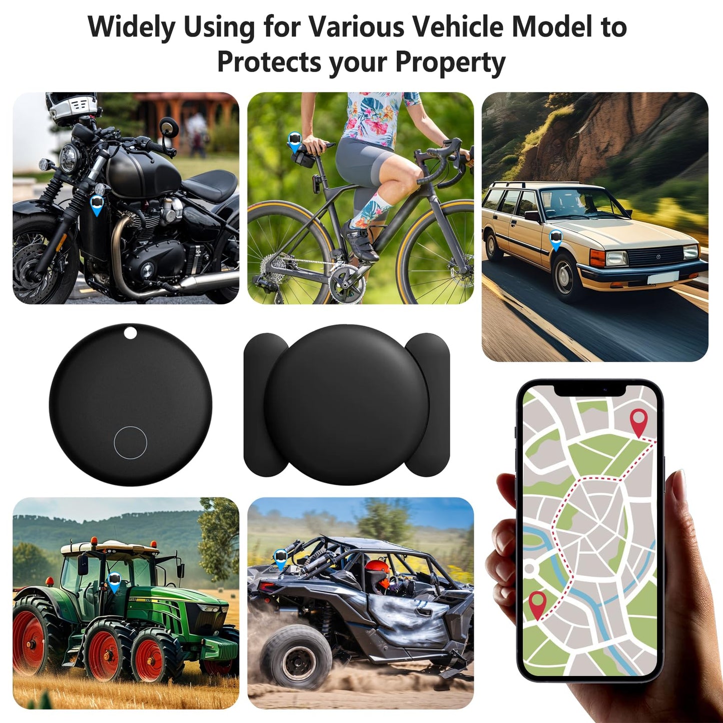 Frylaa GPS Car Tracker 2025,Mini GPS Tracker for Vehicles,Hidden Real-timeTracking with Magnetic Case for Motorcycle/Truck,Work with Find My(iOS Only),No Subscription/No Monthly Fee/No SIM Card-Black