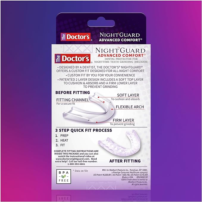 The Doctor’s NightGuard Mouth Guard for Grinding Teeth at Night, Includes Storage Case, Pack of 1