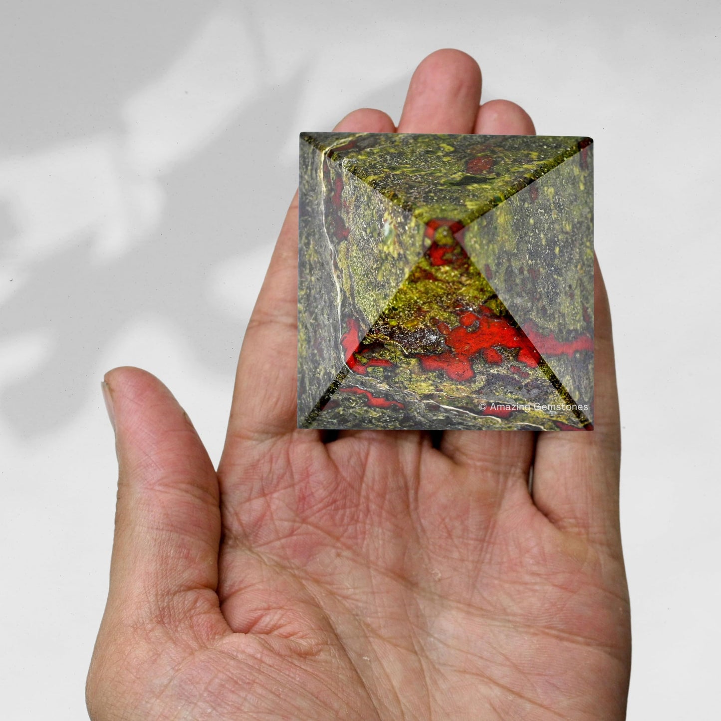 Amazing Gemstone Dragon Bloodstone Pyramid Crystal Healing Stones - 2" Great Pyramid Figurine of Natural Stone Pyramid for Meditation, Reiki, Chakra Balancing and Crystal Pyramids Grid