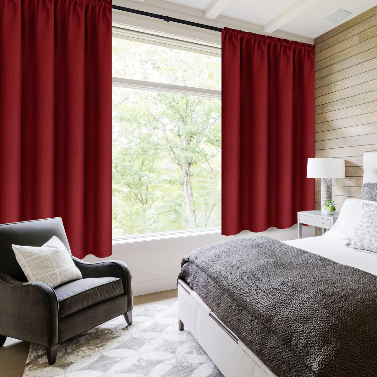 Blackout Curtains for Bedroom Living Room 38 x 45 Inch Long Burgundy