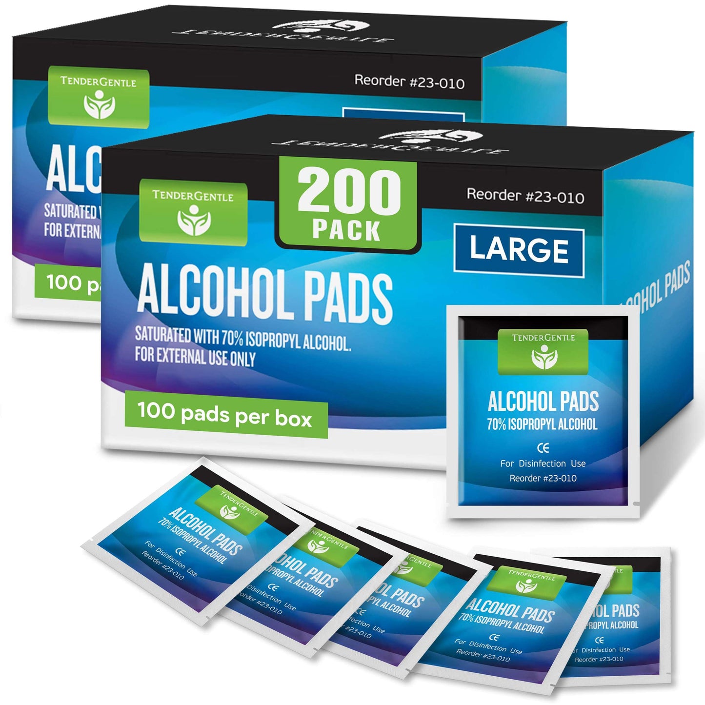 Large Alcohol Wipes Individually Wrapped - 200 Sterile Alcohol Prep Pads Saturated with 70% Isopropyl - For Home, First Aid Kits, and Medical Use