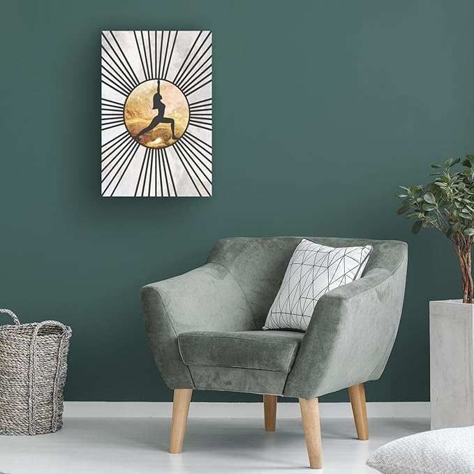 Trademark Fine Art Canvas Wall Art - Sarah Manovski 'Black Gold Yoga Sun 3' Wall Art for Living Room, Bedroom, or Office Décor