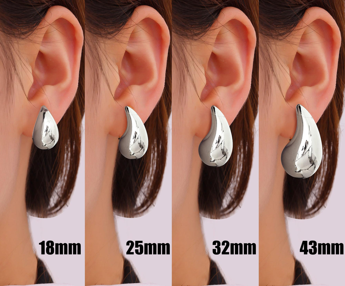 Gacimy Silver Tone Teardrop Earrings Dupes for Women, Chunky Drop Earrings for Women with 925 Sterling Silver Post, 1 Inches