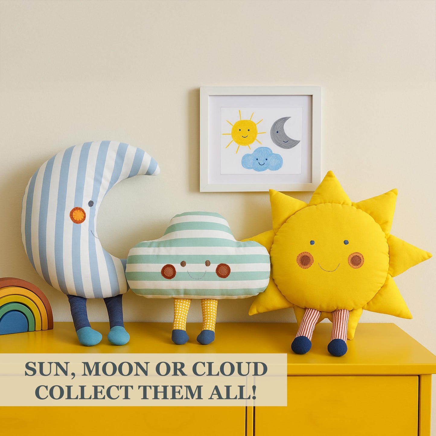 Art Capsula Sun Shaped Decorative Pillow – Boho Nursery Decor & Sunshine Room Accent – Handmade 100% Cotton Cushion (Mustard Yellow)
