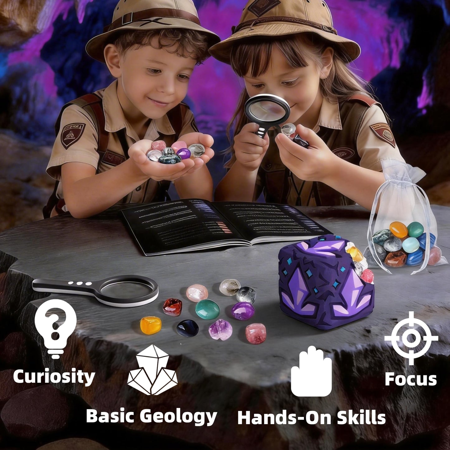 GobiDex Gemstones Dig Kit for Kids, Excavate 16 Real Gemstones, STEM Science Toy, Archaeology & Geology Science Gift for Boys and Girls Age 6+
