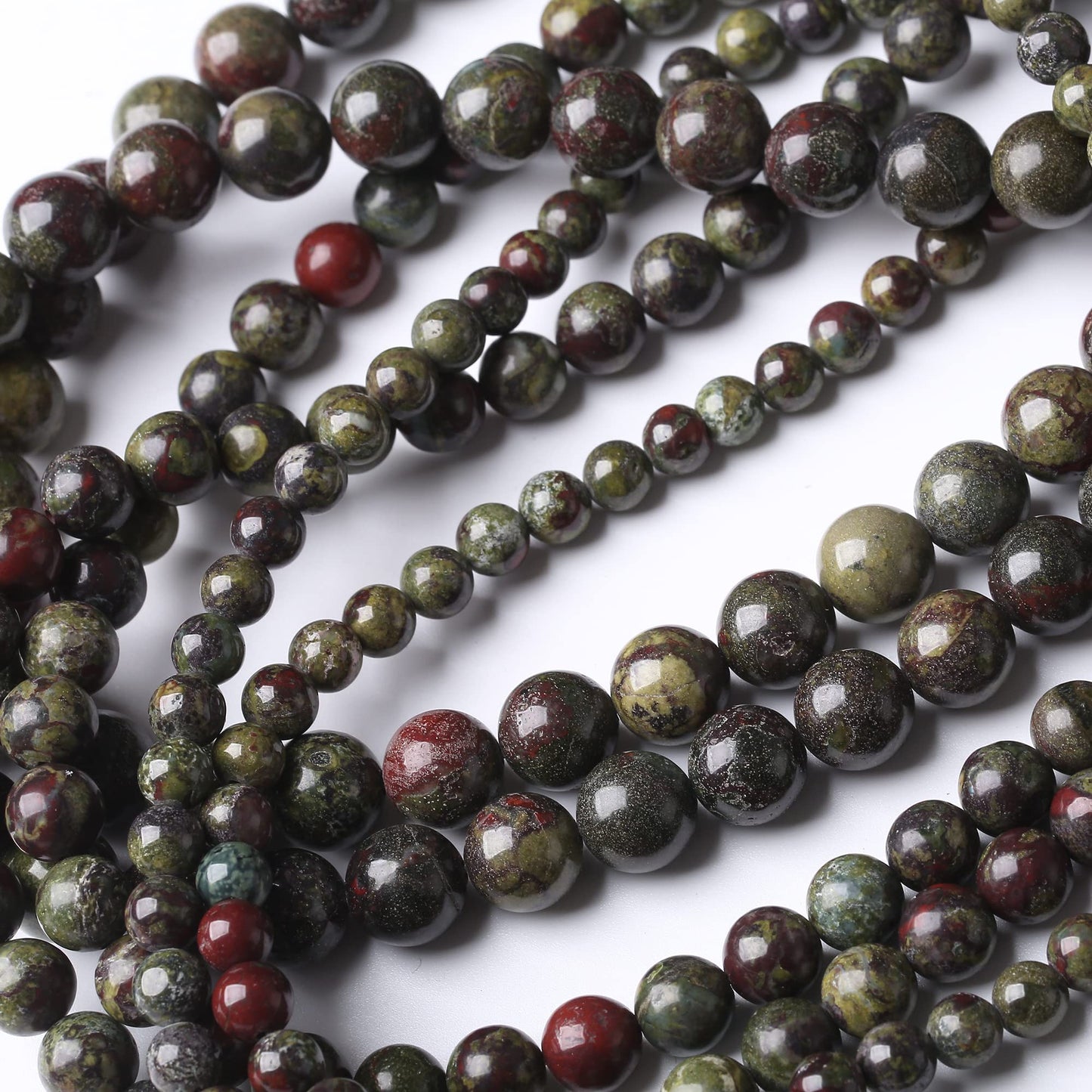 8MM Dragon Blood Stone Round Loose Beads Natural Gem Beads Crystal Energy Stone Beads for Jewelry Making DIY Bracelet Necklace