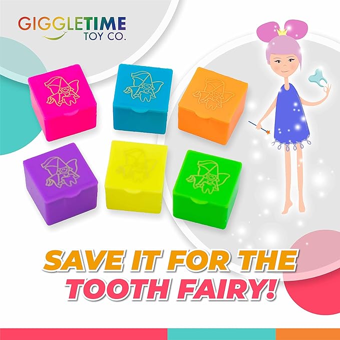 Tooth Fairy Box - Tooth Holder, Assorted Bright Colors, Tooth Box for Kids Teeth, Boys and Girls, Large Teeth Storage - Party Favors, Piñata Stuffers, School Prizes, Dental Bags - (36) Pcs