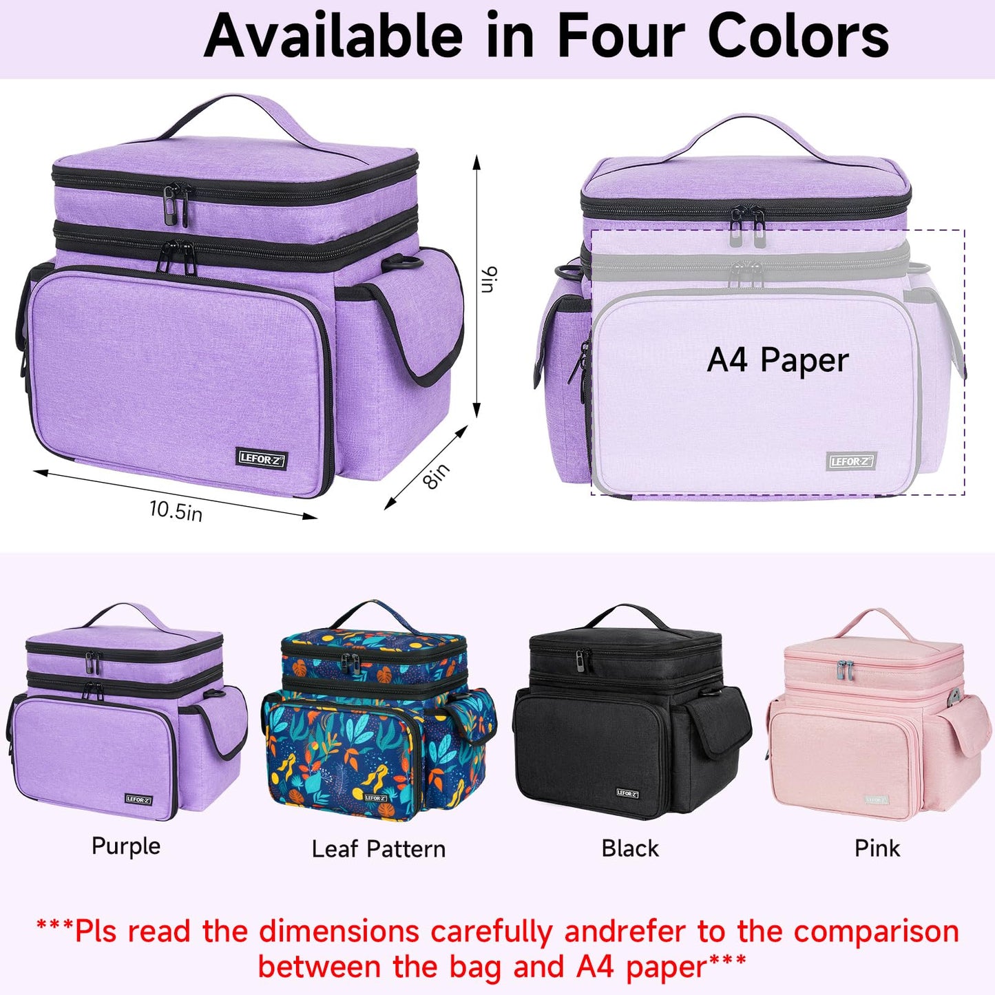 LEFOR·Z Sewing Supplies Organizer Storage Bag,Double-Layer Protable Travel Sewing Basket for Sew Accessories & Tools,Purple(Bag Only)