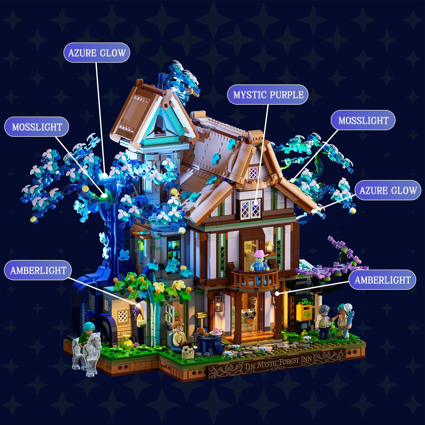 Lumibricks Sylvan-Inn Treehouse Lighting Building-Bricks-Set - 3120 Pcs Elf Hotel Cabin Collection Tree House LED Light Set for Adults and Retro House Collectors