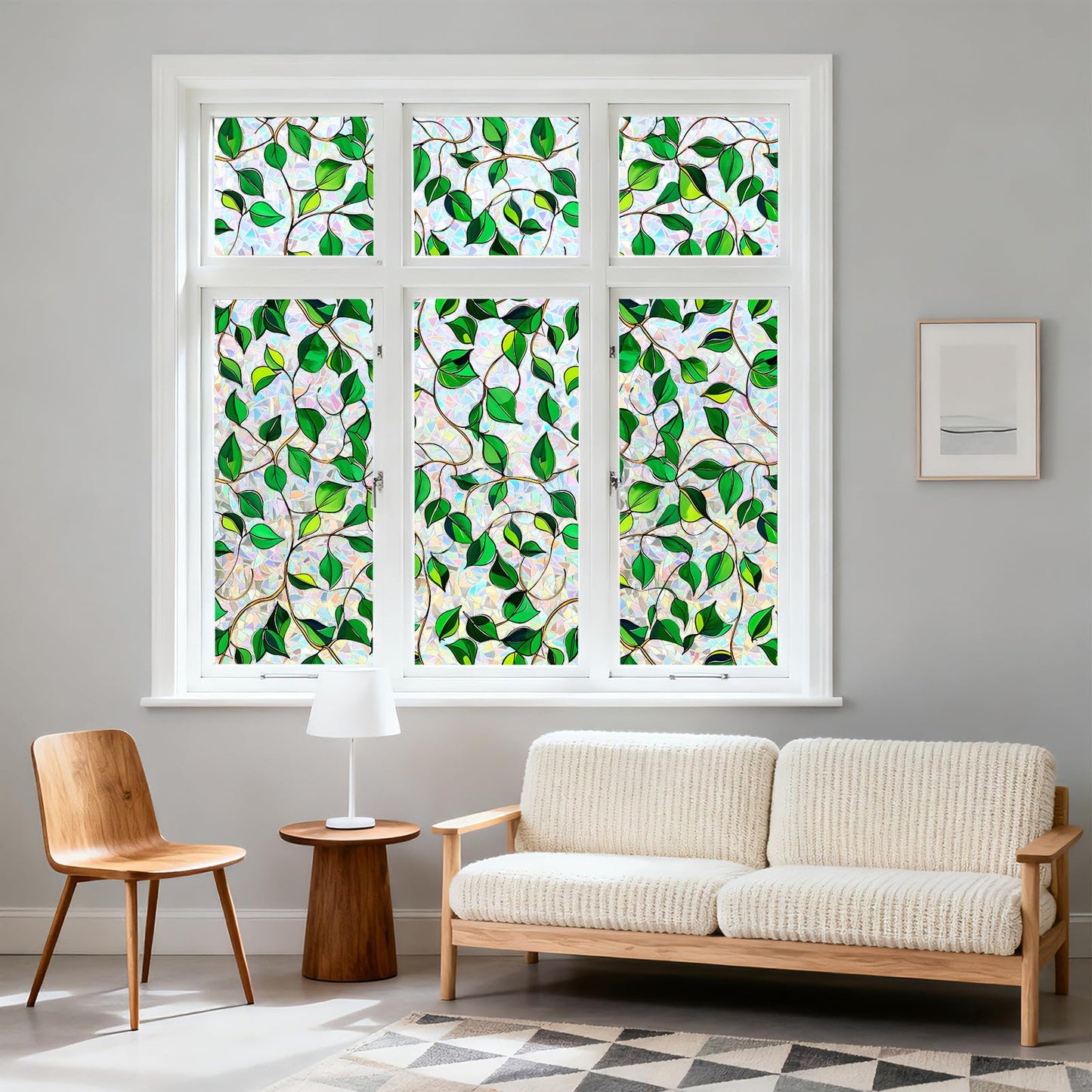 Kromapolis Window Privacy Film, Decorative Rainbow Stained Glass Window Clings, Static Cling Sun Blocking Colorful Decals Sticker, Removable Renter-Friendly Vinyl Covering, 23.6'' x 78.7''
